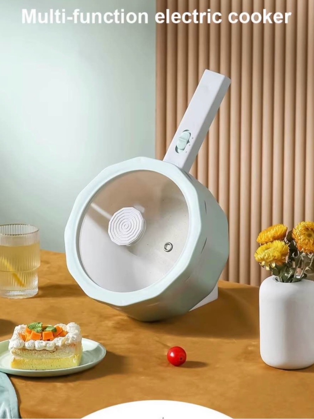 Multi-Function Electric Cooker in white- Compact Home Kitchen Pot New in box
